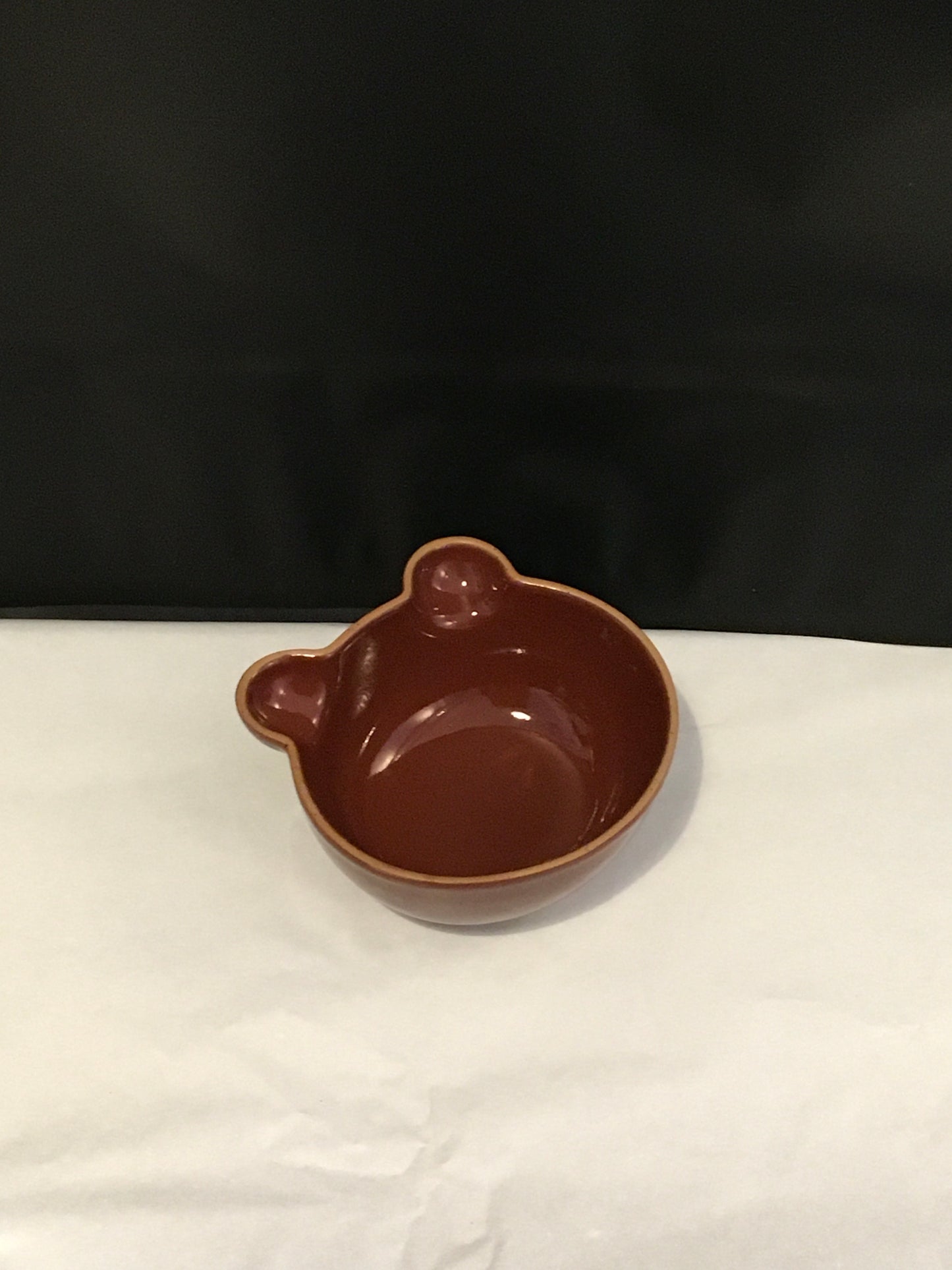 Preloved Brown Ceramic Bear Shaped Food Bowl
