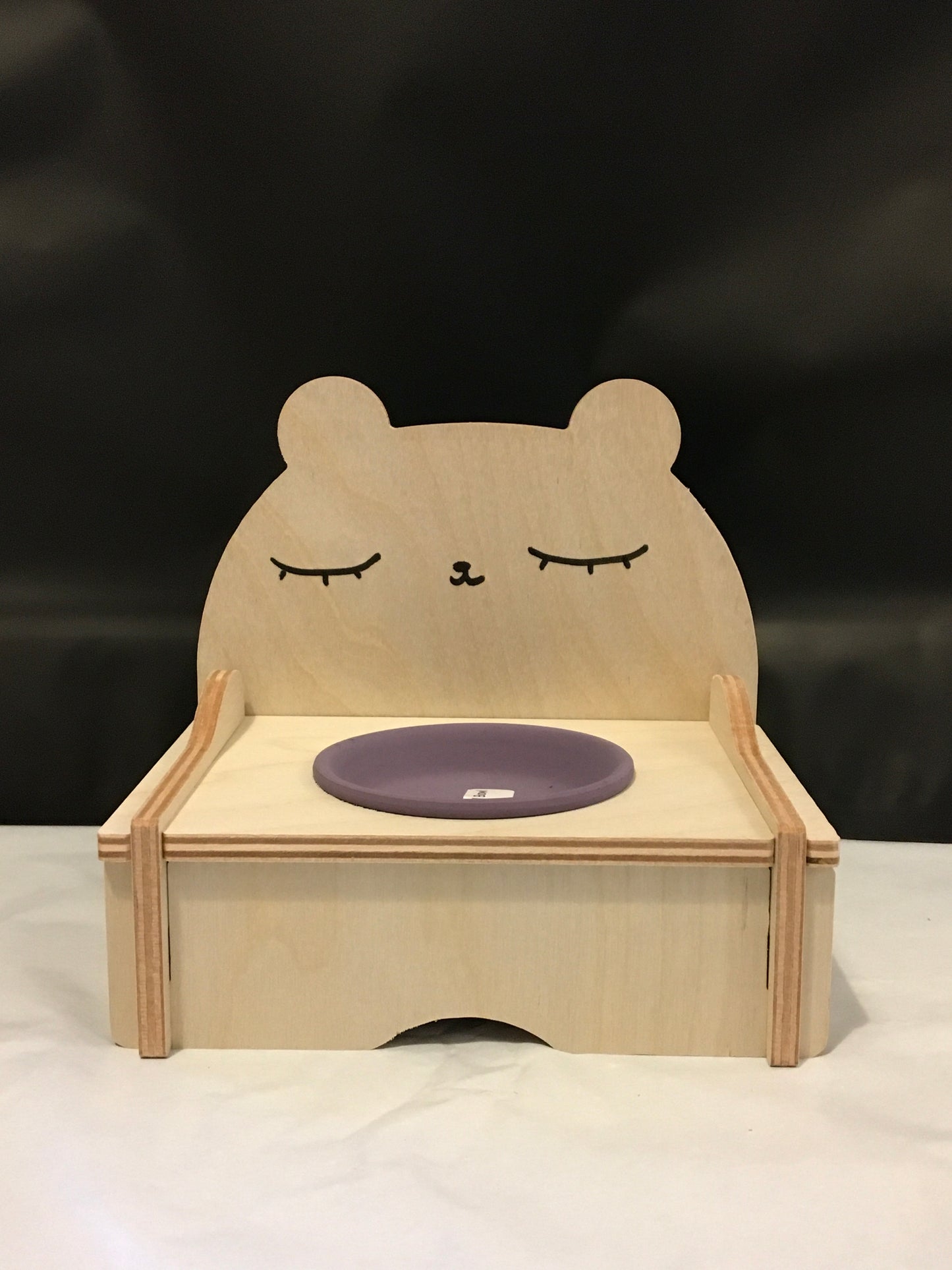 Preloved Wooden Bear Food Bowl Holder Can Disassemble