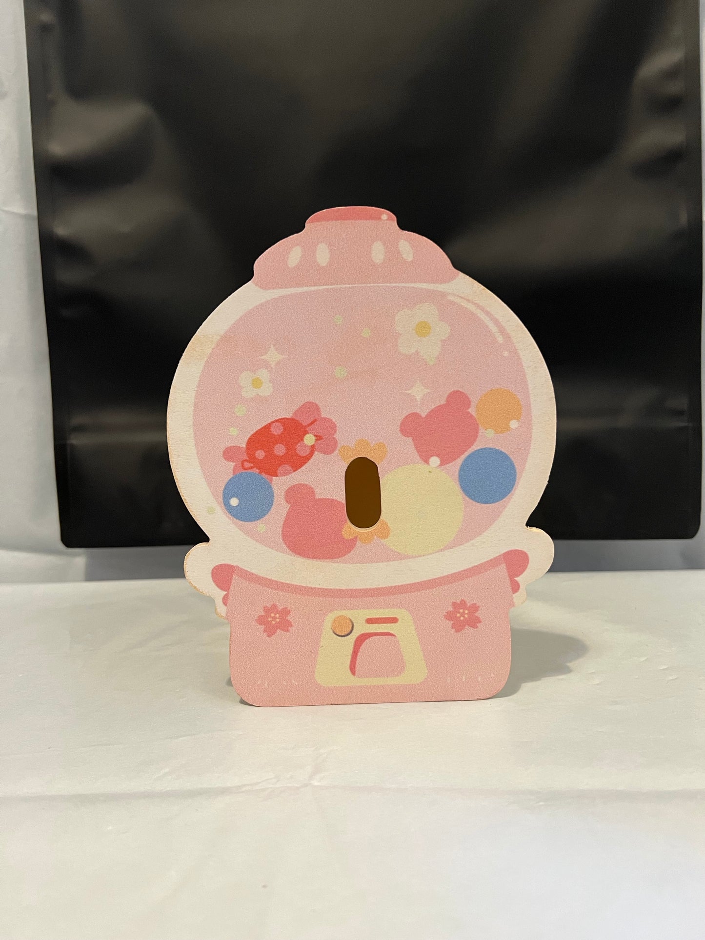 Preloved Wooden Candy Gumball Machine Gachapon Bottle Holder