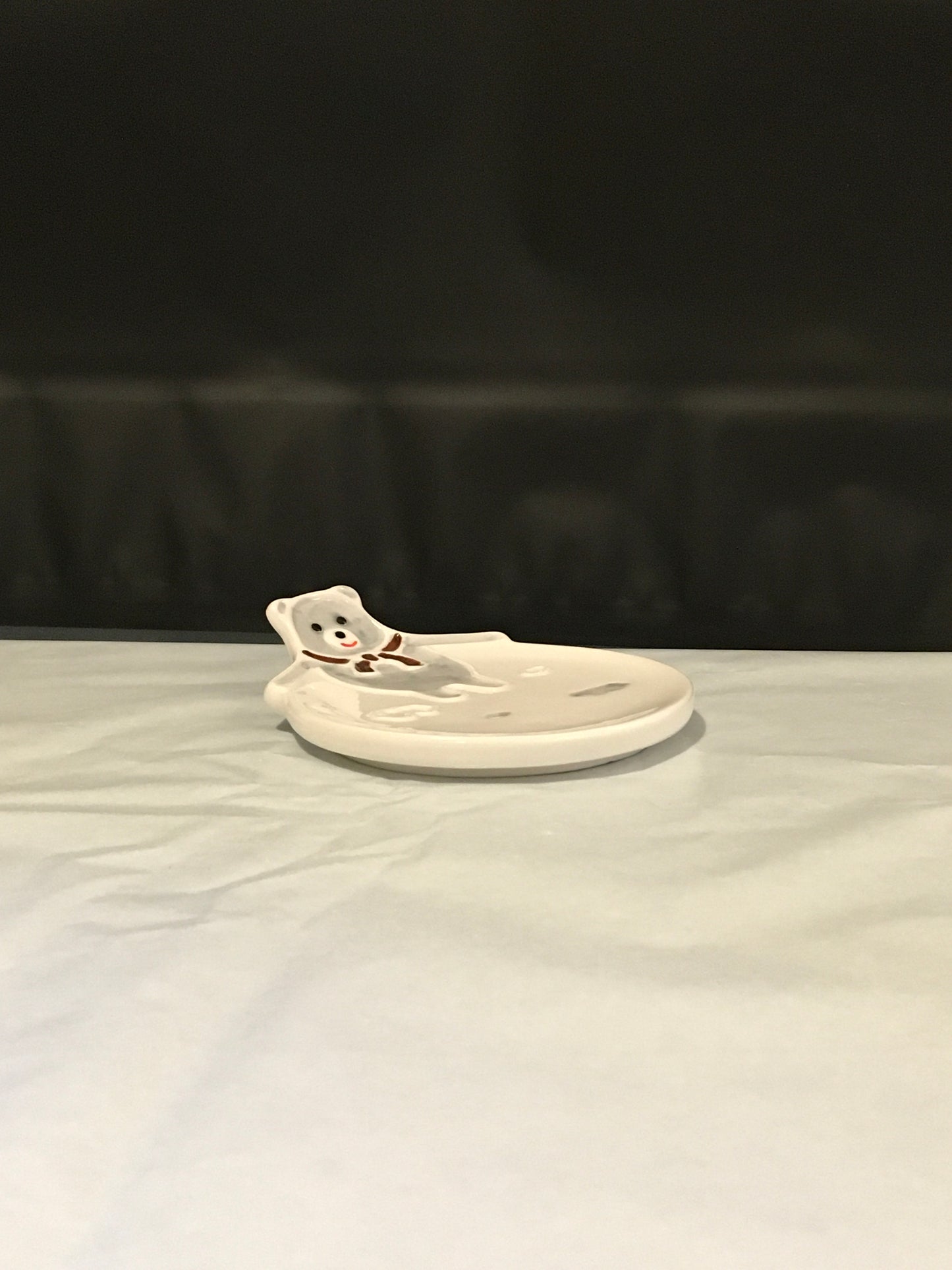 Preloved Grey Bear Ceramic Plate / Coaster