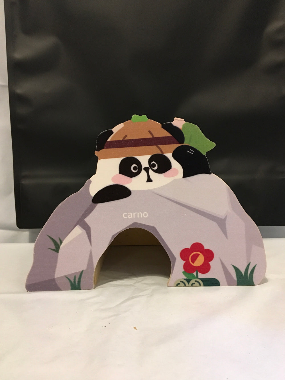 Preloved Wooden Panda Cave Hideout Cage Accessory