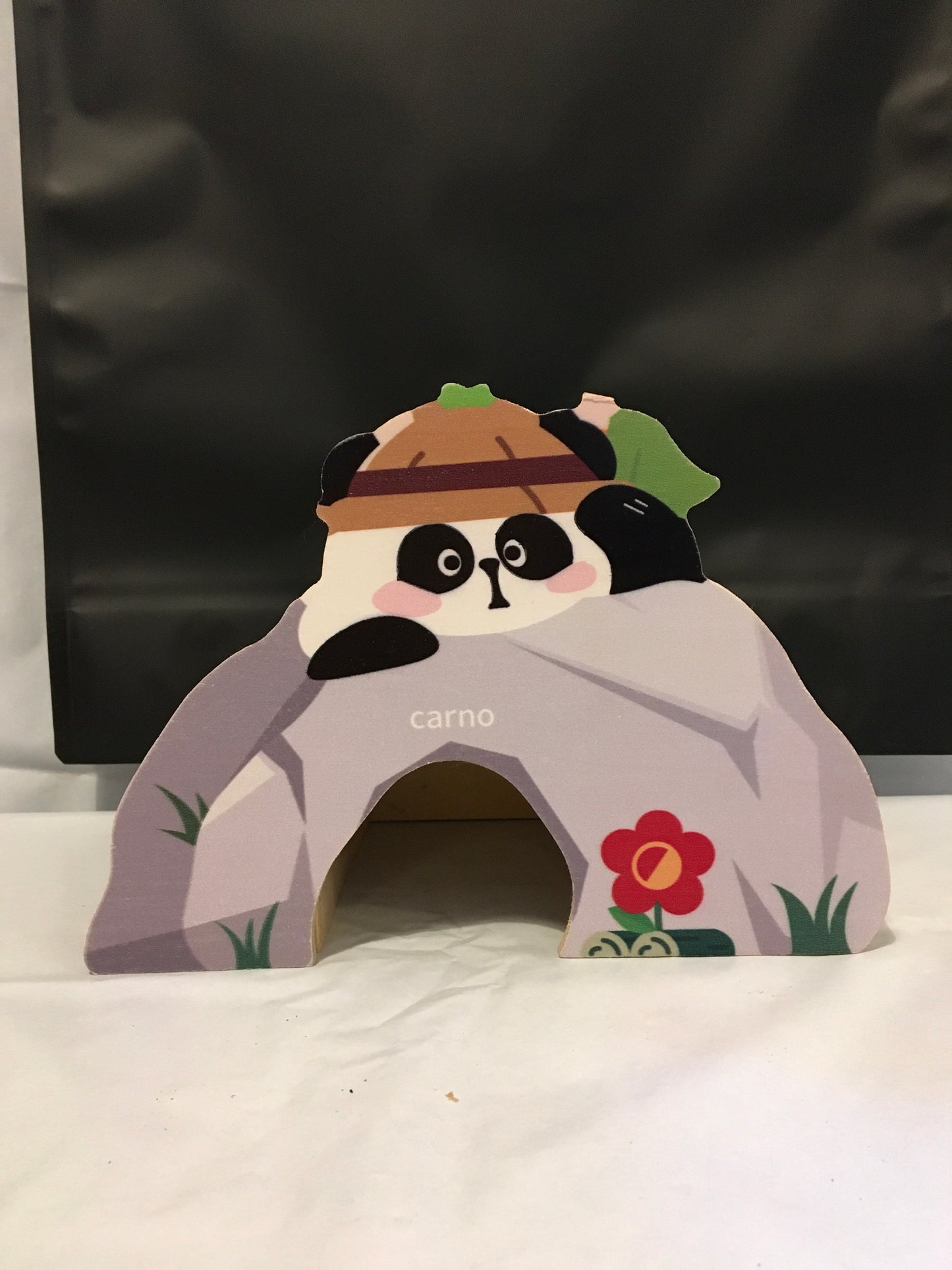 Preloved Wooden Panda Cave Hideout Cage Accessory