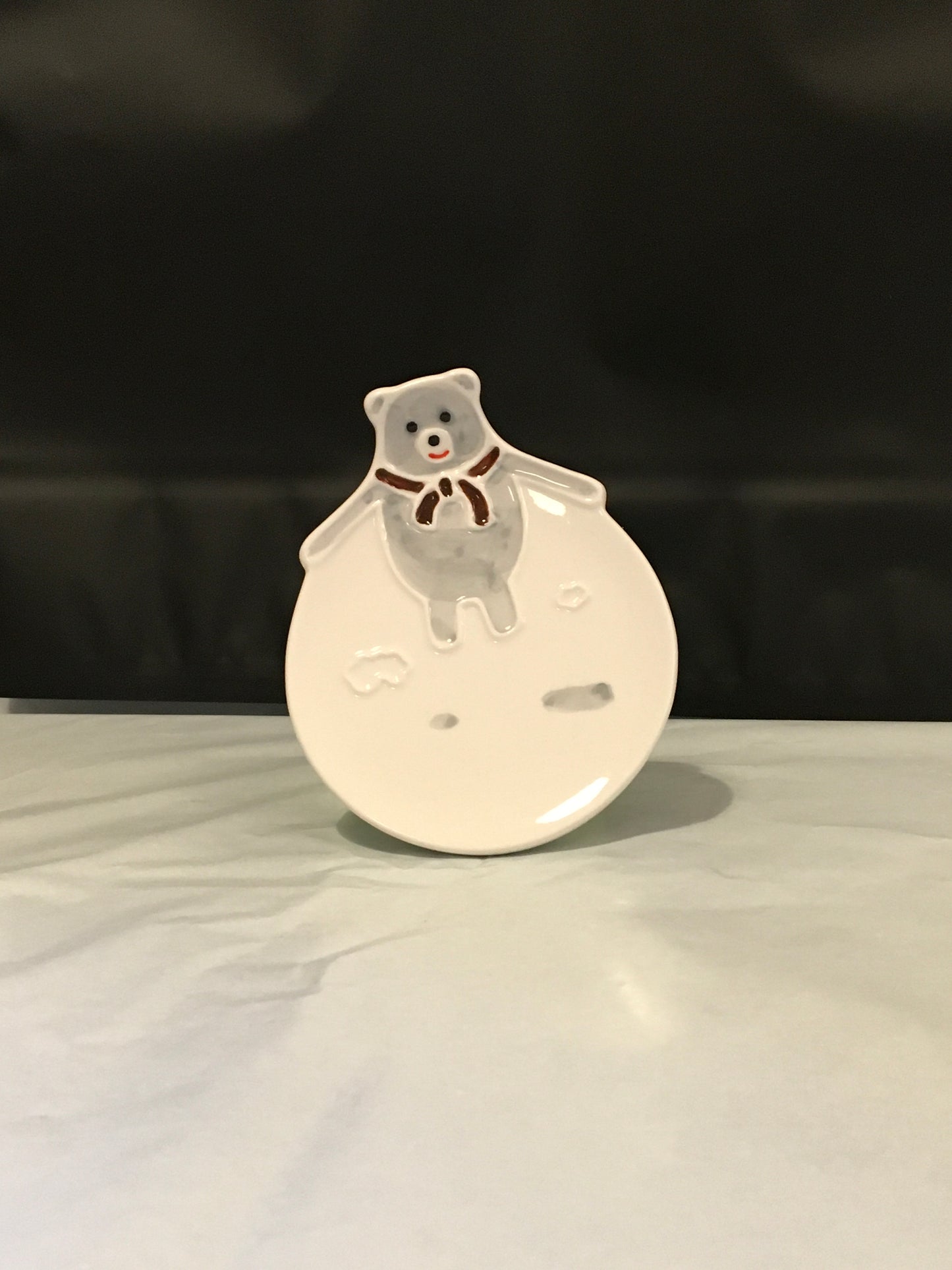 Preloved Grey Bear Ceramic Plate / Coaster