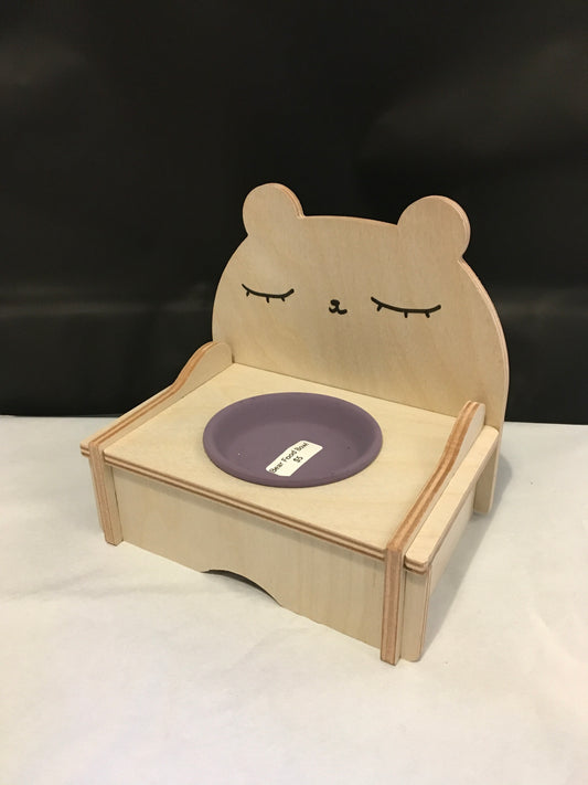 Preloved Wooden Bear Food Bowl Holder Can Disassemble