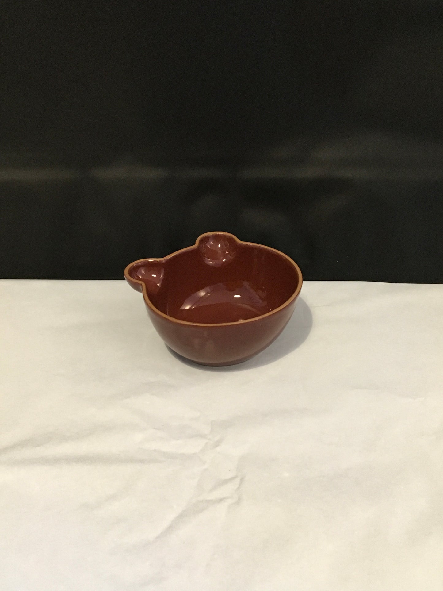 Preloved Brown Ceramic Bear Shaped Food Bowl