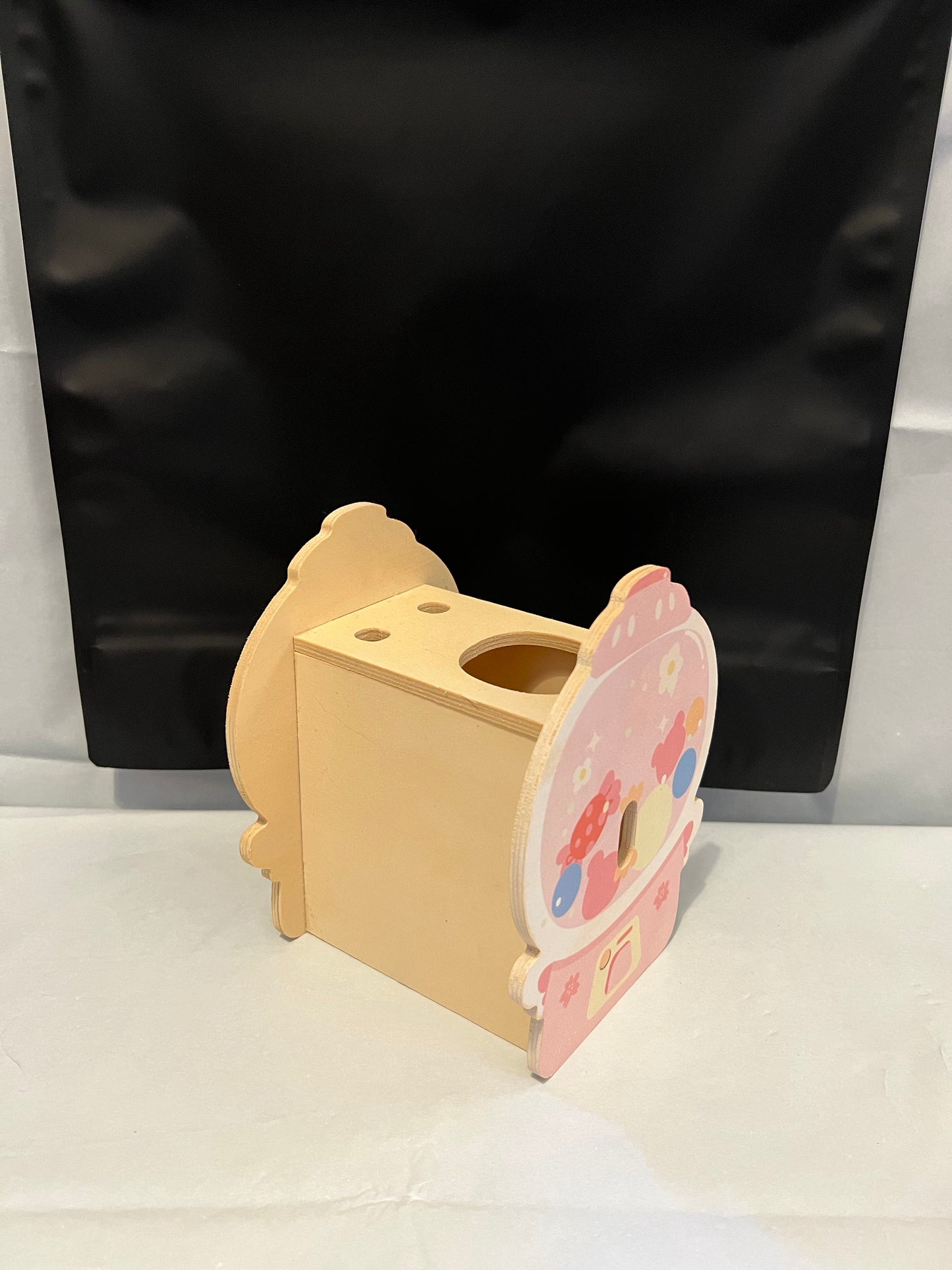 Preloved Wooden Candy Gumball Machine Gachapon Bottle Holder