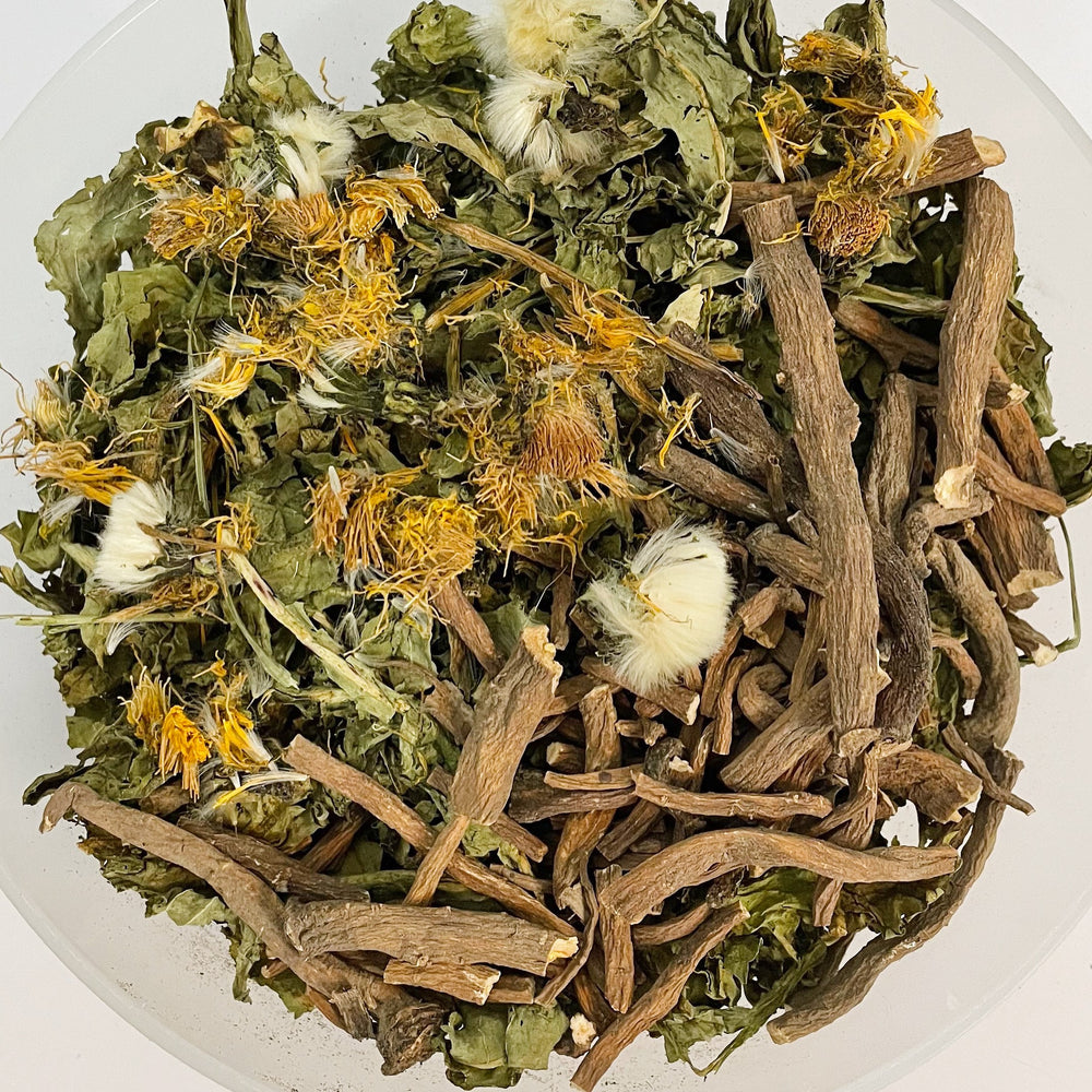 Dandelion root, leaves, flowers
